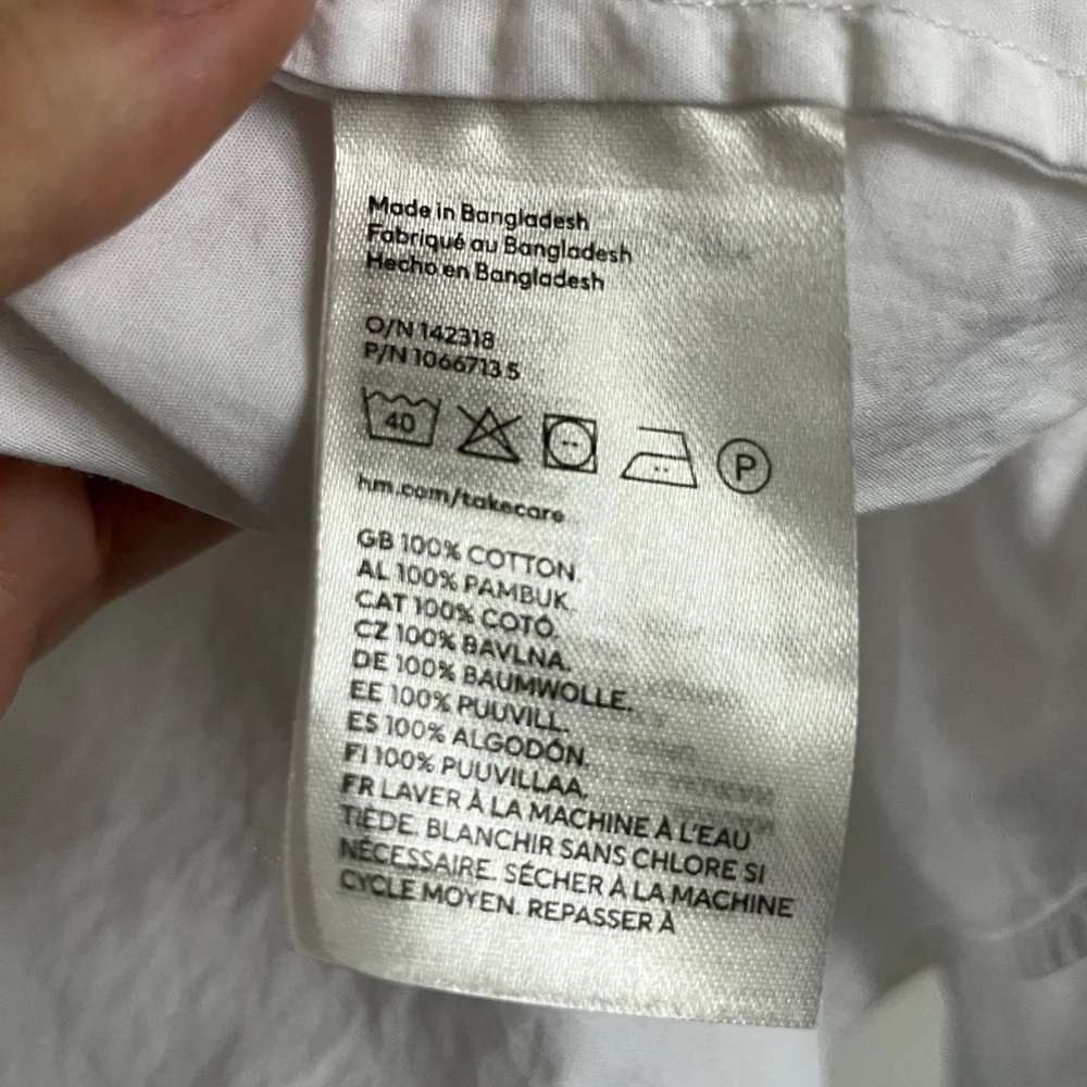 H&M Peasant Oversized Relaxed Cotton Blouse - White - S Small - Picture 7 of 7